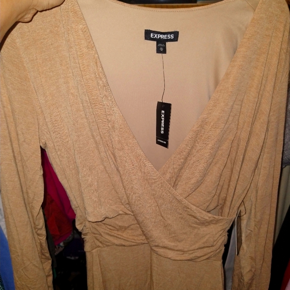 NWT Express Nude Sexy Midi V-Neck Dress